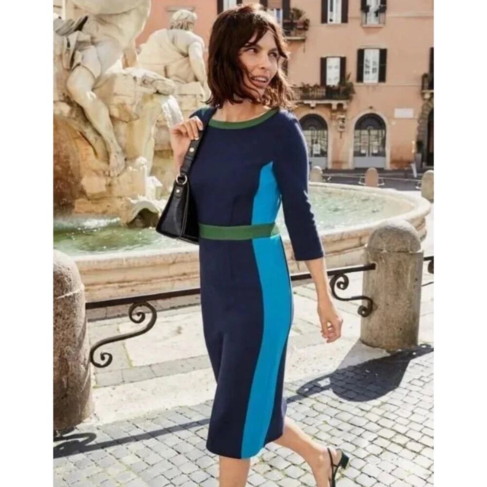 Boden Blue Multi Striped Sheath Dress – Size 4 – Excellent Condition